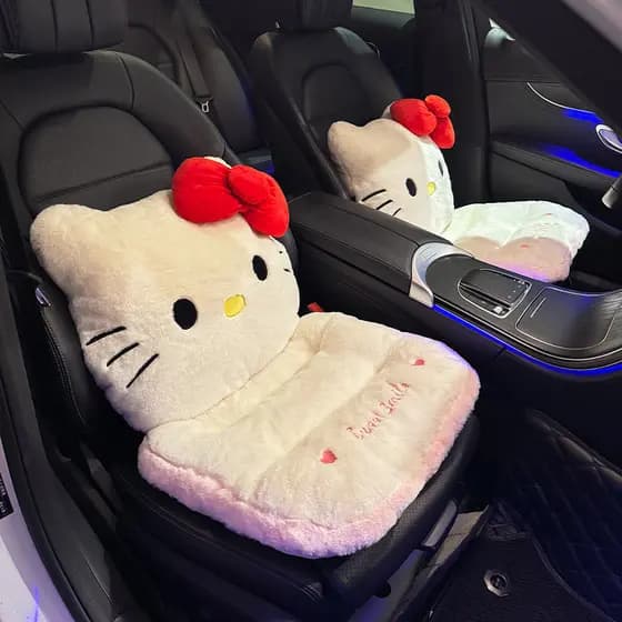 Almofada de assento de carro bonito gatinho pelúcia quente Universal almofada de assento inverno confortável suporte lom