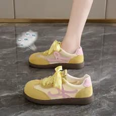 Amarelo alemão sapatos de treinamento feminino verão 2025 novo estilo fino Forrest Gump sapatos verão Net sapatos femini