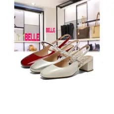 BELLE PELE Baotou Sandálias 2026 Verão Shopping Novos Produtos Salto Grosso Strass Couro Genuíno Confortável Sapatos Fem