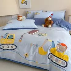 Classe A Mãe Bebê Grau 100 Algodão Puro Conjunto de Quatro Peças Cartoon Algodão Lençol Infantil Capa de Colcha Conjunto