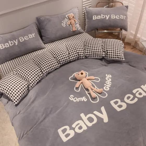 Cama de lã de leite infantil espessada conjunto de quatro peças inverno Coral velo flanela velo mais lã lençol colcha ca