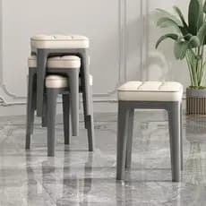 Banqueta de plástico doméstico macio envolto banco quadrado sala jantar fezes empilhável mesa jantar banco alto sala est