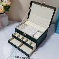 Grade de diamante gaveta de três camadas caixa de armazenamento de jóias princesa caixa de jóias quarto cômoda caixa de
