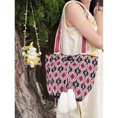 Dong Dong & SUSU Bolsa Tote com alça de ombro longa Bolsa Wayu Bolsa leve e durável tecida à mão