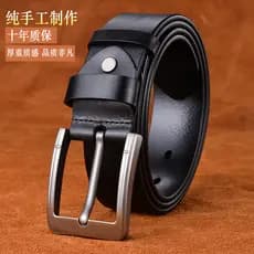 Cinto curto de trilha curto masculino couro genuíno puro pino fivela simples juventude Casual cinto de meia-idade mascul