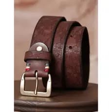 Ami cáqui estilo masculino couro puro Retro esculpido artesanal Casual cinto fivela de cobre cinto Jeans de couro genuín