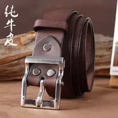 Cinto feito à mão puro fivela de aço inoxidável italiano vegetal curtido couro puro masculino americano Retro cinto da m