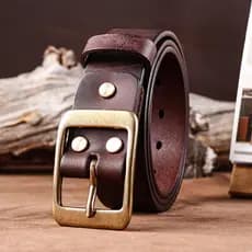 Cinto masculino na moda primeira camada de couro pino fivela cinto simples Casual cinto de couro Retro artesanal cinto m