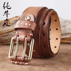 Americano Retro grosso Mineral primeira camada cinto de couro puro masculino angustiado fivela de bronze artesanal cinto