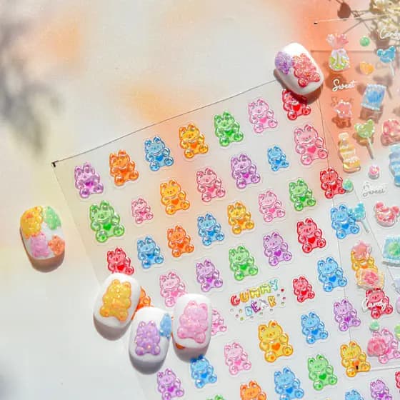 Tomani geléia manicure adesivos de venda quente estilo doce adesivos de unhas verão pirulito manicure acessórios adesivo