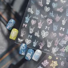 Tomoni geléia manicure adesivo festa de estudante diy adesivo de unhas fresco olho de gato bonito crânio manicure decora