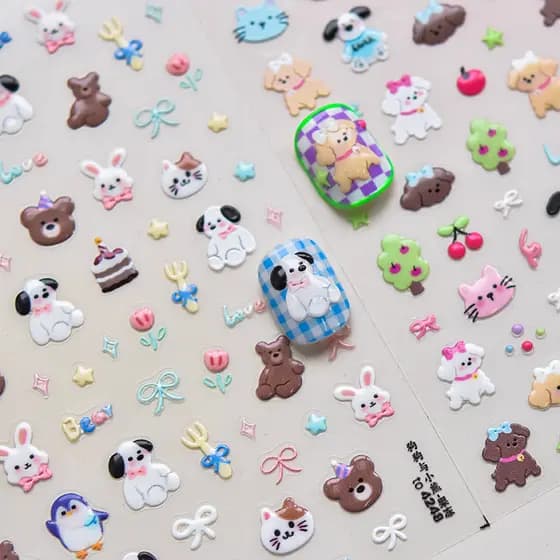 Tomani Jelly Manicure Adesivos Venda Quente Bonito Adesivos de Unhas Japonês Manicure Cachorro Urso 4247