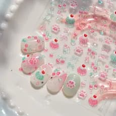 Tomani geléia manicure adesivos de venda quente japonês telefone móvel manicure adesivos de unhas cereja pudim jóias 508