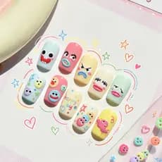Tomoni geléia Manicure adesivo pequeno livro vermelho bonito dos desenhos animados Smiley rosto crianças peça de unhas a