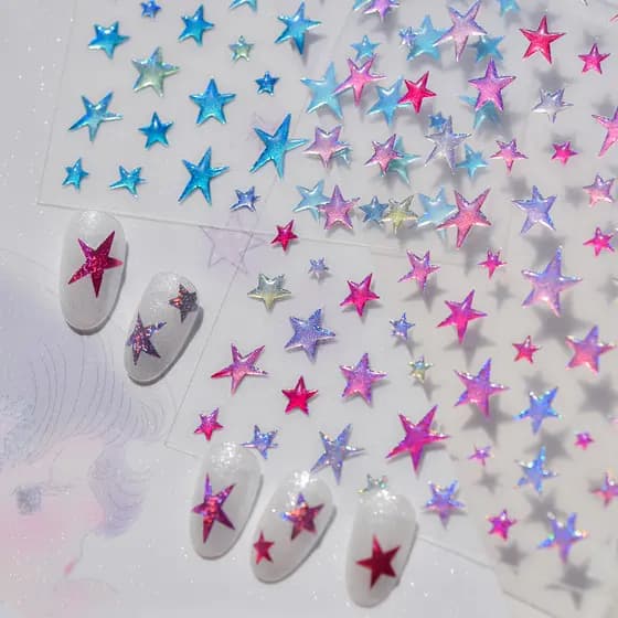 Tomoni Jelly Manicure Adesivo ins Estilo Doce Legal Piscando Adesivo de Unha Doce Rosa Estrela Jóias Adesivo