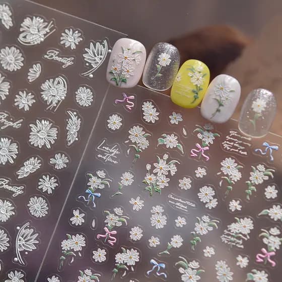 Tomani geléia manicure adesivos de venda quente estilo requintado Retro adesivos de unhas margarida nó decorações manicu