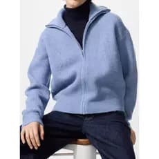 Site Oficial 259!Moda feminina Soufflé zíper malha Cardigan camisola jaqueta 25 outono inverno novo estilo