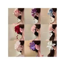 Super fada simulação flor borla grampo de cabelo feminino estilo férias acessórios Hanfu Cheongsam clipe lateral atmosfe