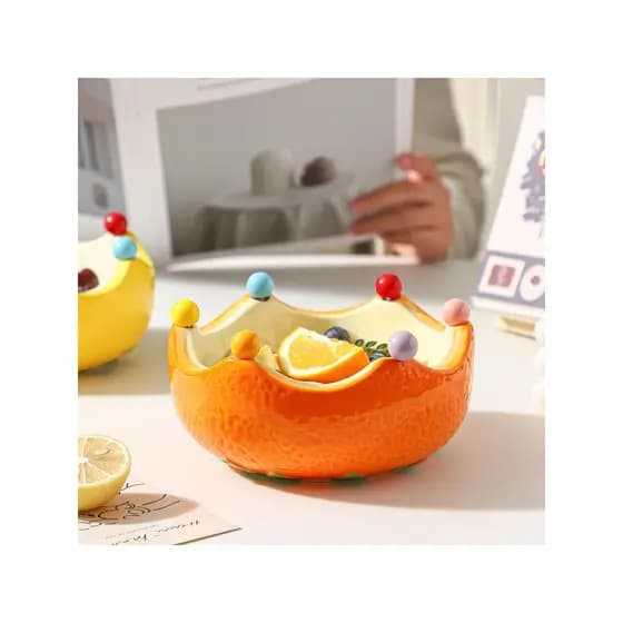 Boa fortuna cerâmica laranja prato de frutas garfo conjunto casa sala estar mesa café frutas picareta sobremesa garfo ar