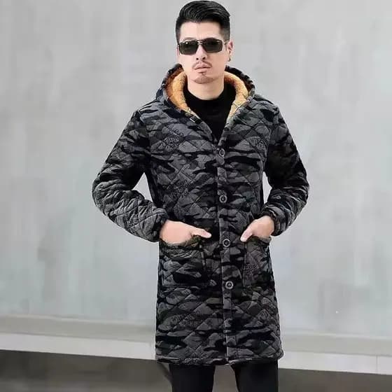 Sichuan roupas provinciais estilo longo forro de lã adulto sobre o joelho mulheres homens engrossado jaqueta de cozinha