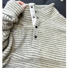 Estilo coreano estilo preguiçoso meio aberto Cardigan gola alta listrado moletom feminino inverno quente coelho pelúcia