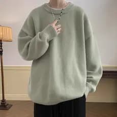 Camisola masculina feminina outono inverno solto estilo preguiçoso High-End japonês Retro engrossado fundo interno malha
