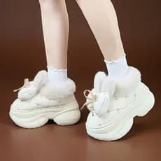 Outono inverno novo estilo Bowknot sapatos de algodão feminino interior de sola grossa à prova dwaterproof água forro de