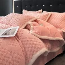 Inverno luz luxo High-End leite velo cama conjunto de quatro peças dupla face velo colcha capa engrossado Coral Flan