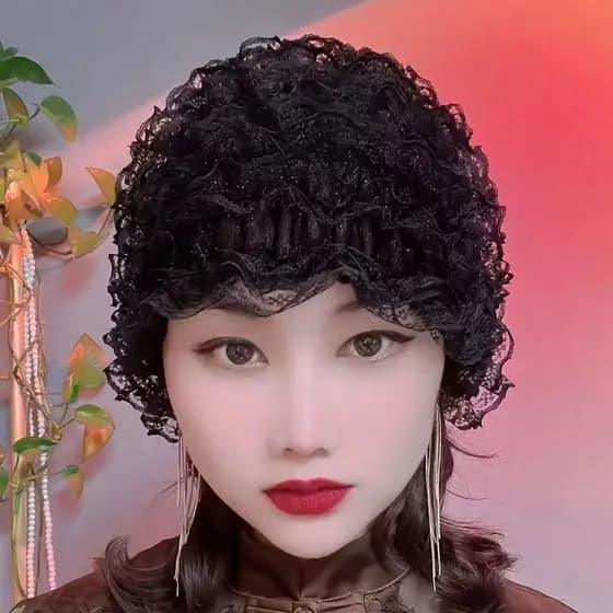 Quatro estações fino Baotou boné capa de cabelo branco boné de renda moda casa pequeno boné ciclismo à prova de vento bo