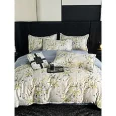 Conjunto de quatro peças de seda gelo lavado 2025 novo estilo High-End luz estilo luxo verão legal gelo seda cama colcha