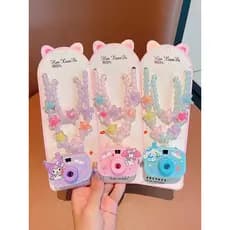 Crianças colar meninas dos desenhos animados frisado pulseira conjunto de jóias meninas câmera projeção brinquedos jóias