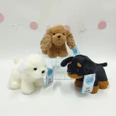 Origem criação de pelúcia boa postura em pé série brinquedo de pelúcia companheiro de mesa Bichon Golden Retriever cão b