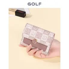 GOLF2026 Novo estilo Retro impresso carteira feminina grande capacidade titular do cartão de armazenamento moda estilo c