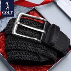 Cinto masculino de golfe com fivela trançada, cinto europeu americano Casual de meia-idade para jovens negócios, moda si