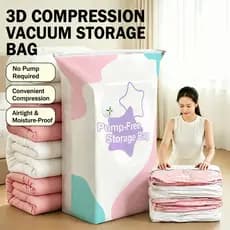 【Economia de Espaço】Túi hút chân không 3D não precisa de bomba| Sacos de Armazenamento/Compactação/Organizador de Roupa