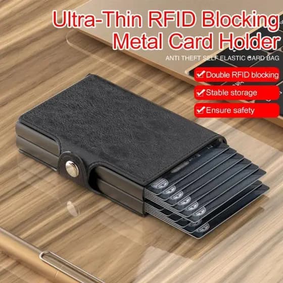 【Segurança Garantida】Tarjetero Metálico Ultrafino Con Bloqueo RFID/Porta Cartões/Proteção RFID