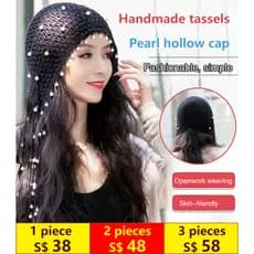 [Estilo Elegante] Chapéu Feito à Mão com Pérolas e Franjas/Vintage/Feminino