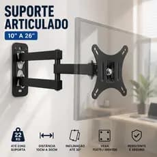 X100 - Suporte TV e Monitor Parede Articulado Braço Ajustável Lcd Led Plasma 14-26" VESA 75x75/100x100mm