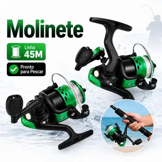 Molinete Pesca Ultra Light Micro Com Linha CoresDireito Esquerdo 03 rolamentos Intercambiável pesca leve