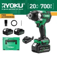 Chave Elétrica RYOKU Cordless 1/2 Com Projetos Domésticos DIY De Torque De 700N.M , Motor Sem Escova E 2 Baterias