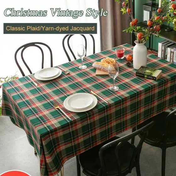 [Design Elegante] Casa Mesa Natal Retangular Toalha Xadrez Decoração/Mesa de Jantar/Toalha de Mesa