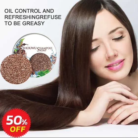 【Controle de Oleosidade】Shampoo Nutritivo em Barra Planta Cabelo Preto, Raiz Suave, Prevenção de Queda de Óleo Essencial