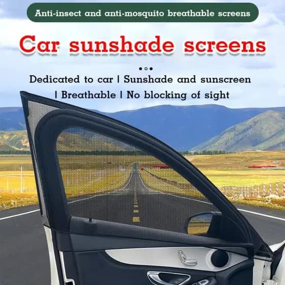 【Respirável e Anti-Mosquitos】Cortina de Rede para Janela de Carro/Protetor Solar/Verão/Carro