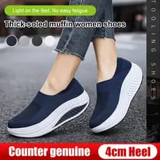 [Sapatos Versáteis] Sapatos De Enfermeira Eva Muffin De Fundo Grosso Tênis Mamãe/Feminino/Moda