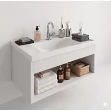 Gabinete de Banheiro Linha Luxo em Mdf + Cuba Inclusa Ideal Para Lavabo 60cm