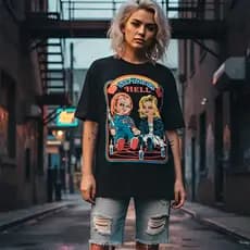 Camiseta A Noiva de Chucky See You In Hell Camisa Unissex 100% Algodão Horror Boneca Envio Rápido