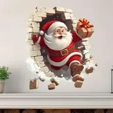 Adesivos de Parede Inovadores do Papai Noel (3 peças) - Adesivos de Natal em vinil removíveis, adequados para decoração