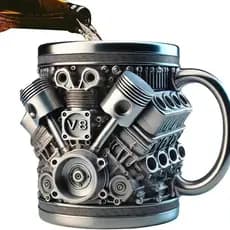 Design personalizado de motor de copo em aço inoxidável - V8, 10 onças, feito à mão, durável, elegante, perfeito para en
