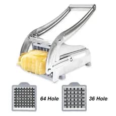 Cortador manual de batatas fritas, equipado com 2 lâminas, feito de aço inoxidável, adequado para cortar batatas, cenour