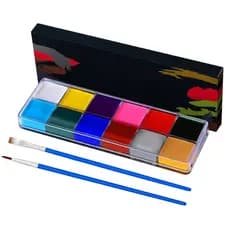 Conjunto de pintura facial infantil, incluindo 12 tipos de tintas à base de óleo e 2 pincéis, conjunto de maquiagem não